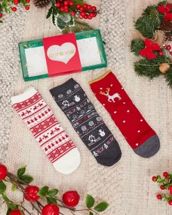 Royalfashion Świąteczne skarpetki w pudełku 3/pak