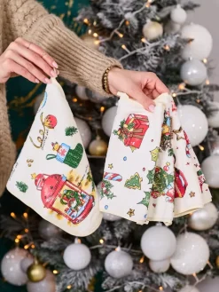 Royalfashion Świąteczny komplet 4 ściereczek kuchennych Merry Xmas