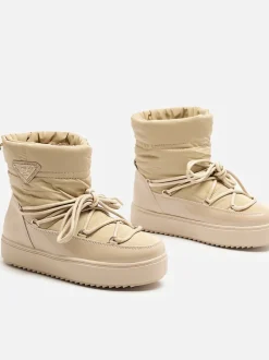 Royalfashion Wsuwane botki a'la śniegowce damskie w kolorze jasnobrązowym Vevnose