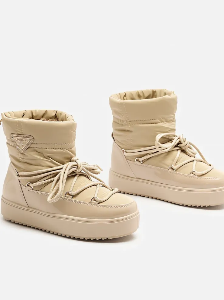 Royalfashion Wsuwane botki a'la śniegowce damskie w kolorze jasnobrązowym Vevnose