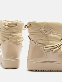 Royalfashion Wsuwane botki a'la śniegowce damskie w kolorze jasnobrązowym Vevnose