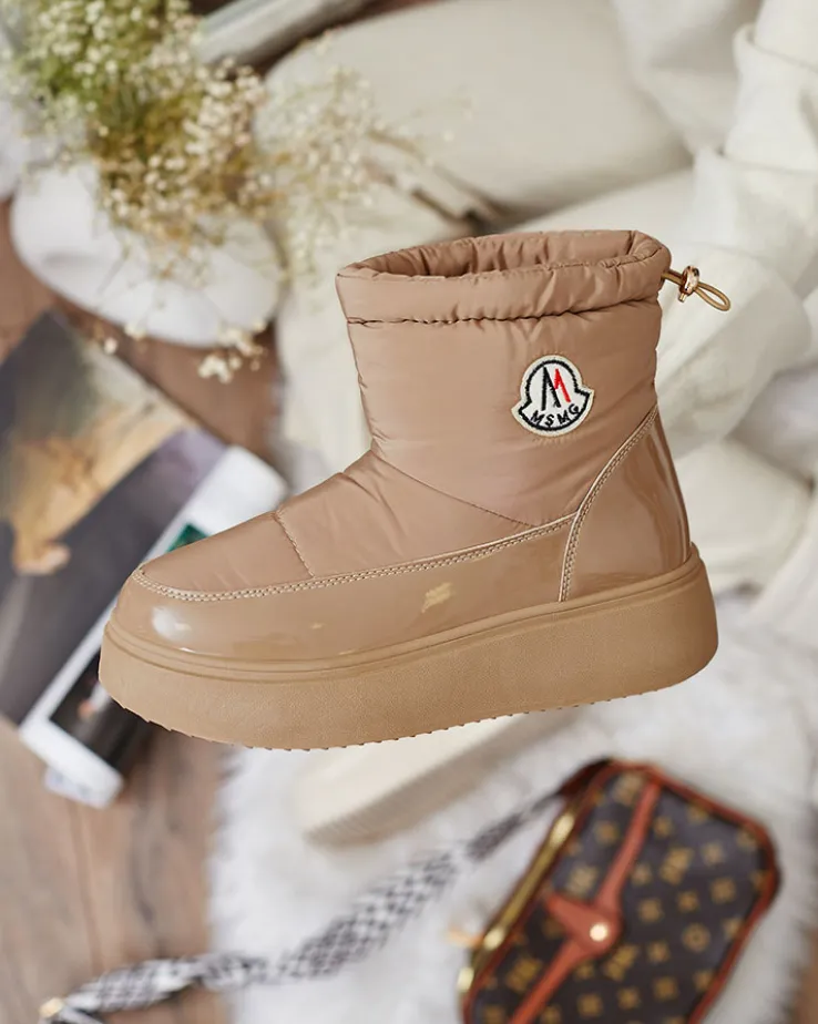 Royalfashion Wsuwane śniegowce damskie w brązowym kolorze Ademra