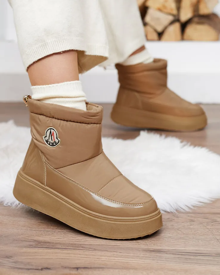 Royalfashion Wsuwane śniegowce damskie w brązowym kolorze Ademra