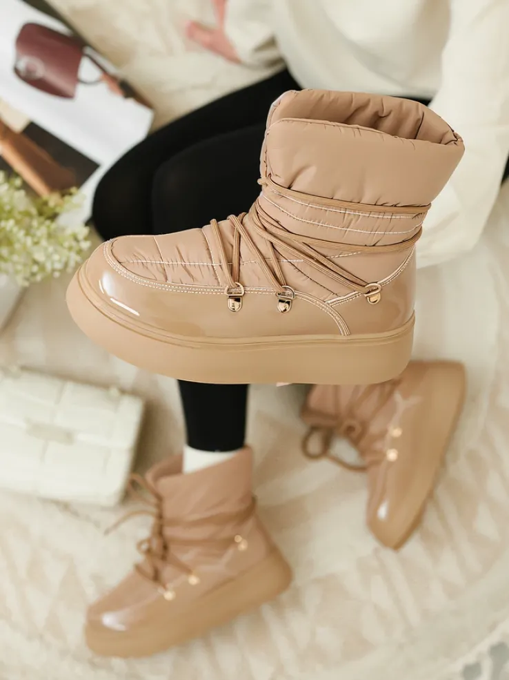 Royalfashion Wsuwane śniegowce damskie w brązowym kolorze Dabenda