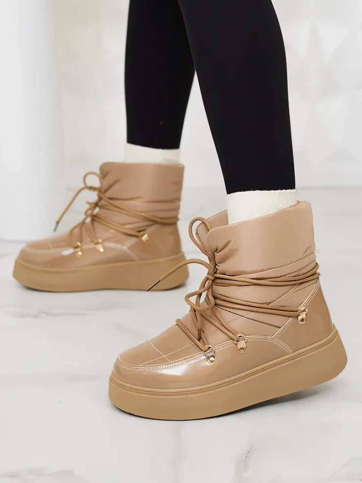 Royalfashion Wsuwane śniegowce damskie w brązowym kolorze Dabenda