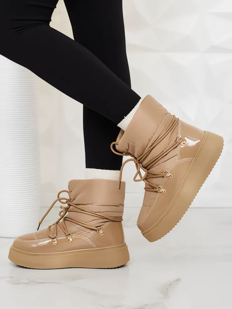 Royalfashion Wsuwane śniegowce damskie w brązowym kolorze Dabenda