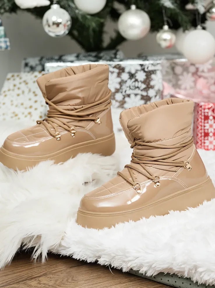 Royalfashion Wsuwane śniegowce damskie w brązowym kolorze Dabenda