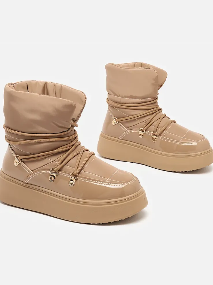 Royalfashion Wsuwane śniegowce damskie w brązowym kolorze Dabenda