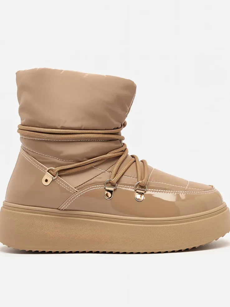 Royalfashion Wsuwane śniegowce damskie w brązowym kolorze Dabenda