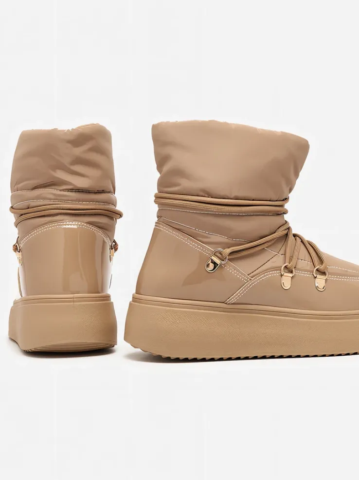 Royalfashion Wsuwane śniegowce damskie w brązowym kolorze Dabenda