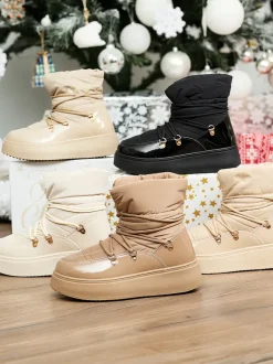 Royalfashion Wsuwane śniegowce damskie w brązowym kolorze Dabenda