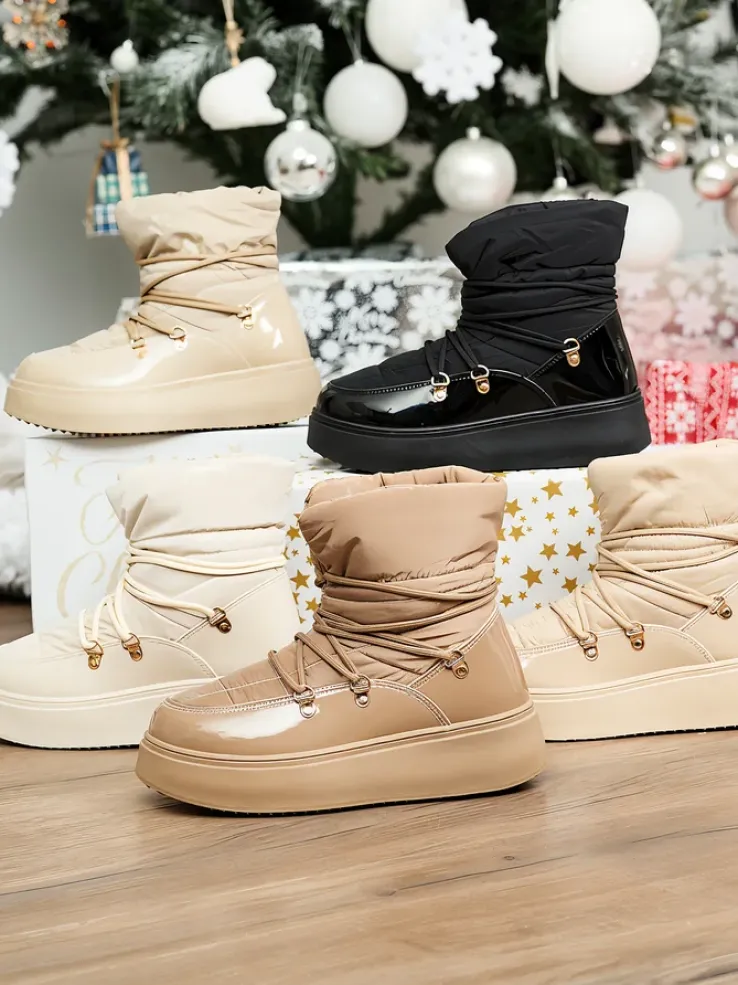 Royalfashion Wsuwane śniegowce damskie w brązowym kolorze Dabenda