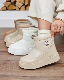 Royalfashion Wsuwane śniegowce damskie w kremowym kolorze Ademra