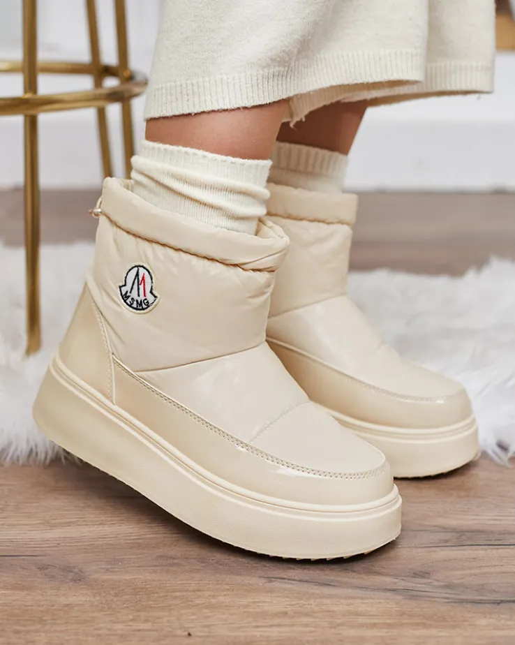 Royalfashion Wsuwane śniegowce damskie w kremowym kolorze Ademra