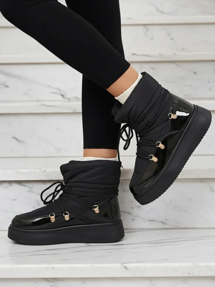 Royalfashion Wsuwane śniegowce damskie w czarnym kolorze Dabenda