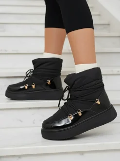 Royalfashion Wsuwane śniegowce damskie w czarnym kolorze Dabenda