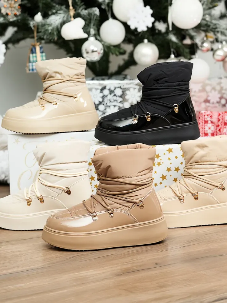 Royalfashion Wsuwane śniegowce damskie w czarnym kolorze Dabenda