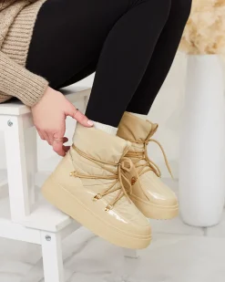 Royalfashion Wsuwane śniegowce damskie w jasnobrązowym kolorze Dabenda