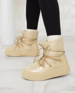 Royalfashion Wsuwane śniegowce damskie w jasnobrązowym kolorze Dabenda