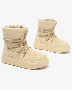 Royalfashion Wsuwane śniegowce damskie w jasnobrązowym kolorze Dabenda