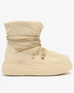 Royalfashion Wsuwane śniegowce damskie w jasnobrązowym kolorze Dabenda