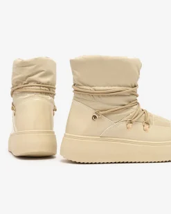 Royalfashion Wsuwane śniegowce damskie w jasnobrązowym kolorze Dabenda