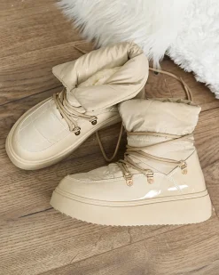 Royalfashion Wsuwane śniegowce damskie w jasnobrązowym kolorze Dabenda