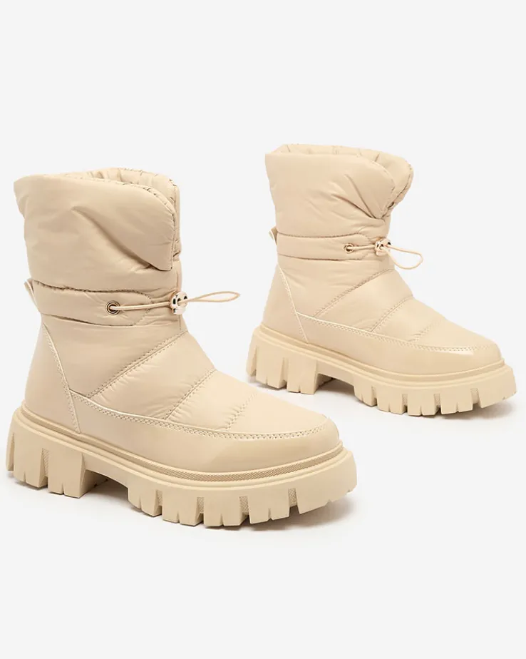 Royalfashion Wsuwane śniegowce damskie w beżowym kolorze Sadella