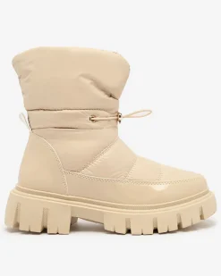 Royalfashion Wsuwane śniegowce damskie w beżowym kolorze Sadella