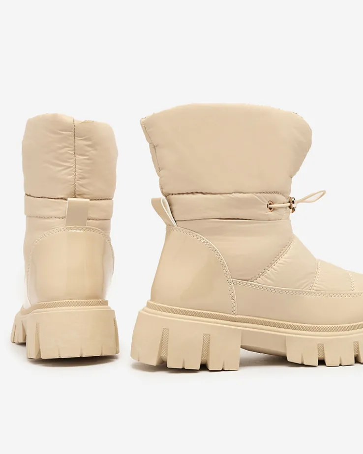 Royalfashion Wsuwane śniegowce damskie w beżowym kolorze Sadella