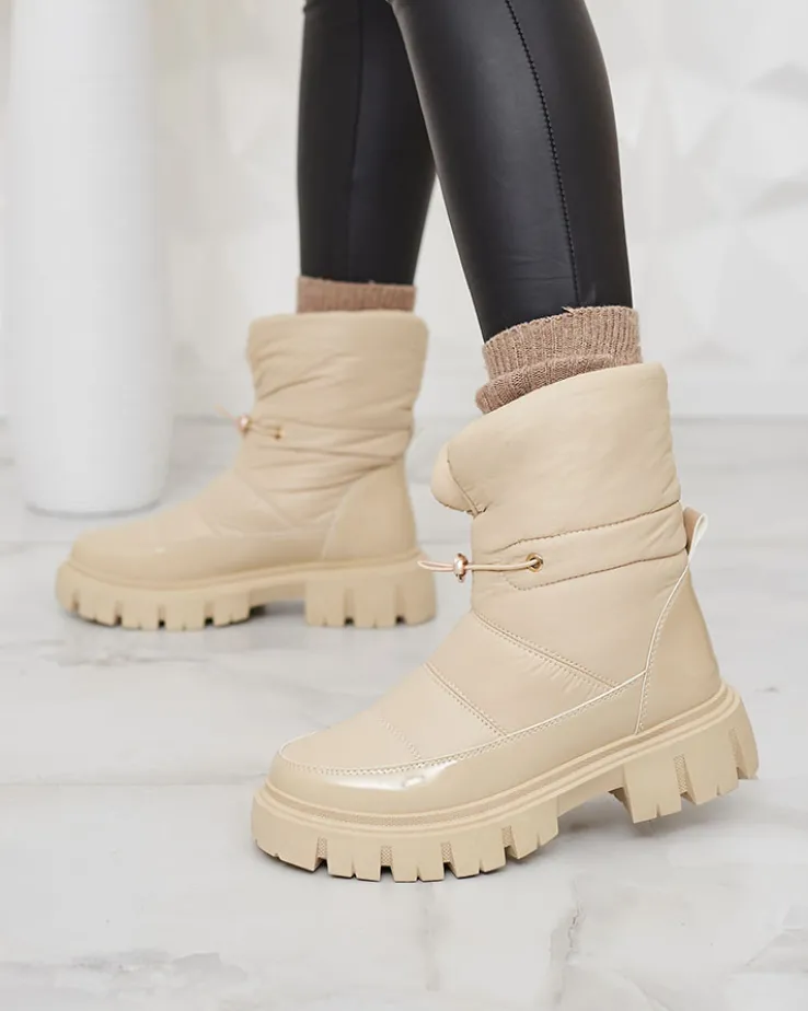 Royalfashion Wsuwane śniegowce damskie w beżowym kolorze Sadella