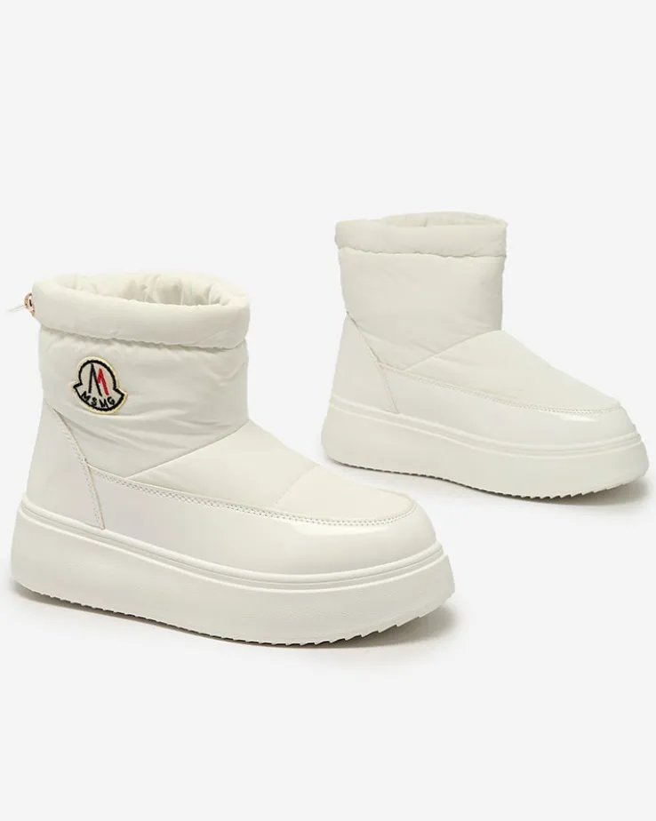 Royalfashion Wsuwane śniegowce damskie w białym kolorze Ademra