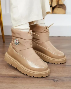 Royalfashion Wsuwane śniegowce damskie w brązowym kolorze Ireda