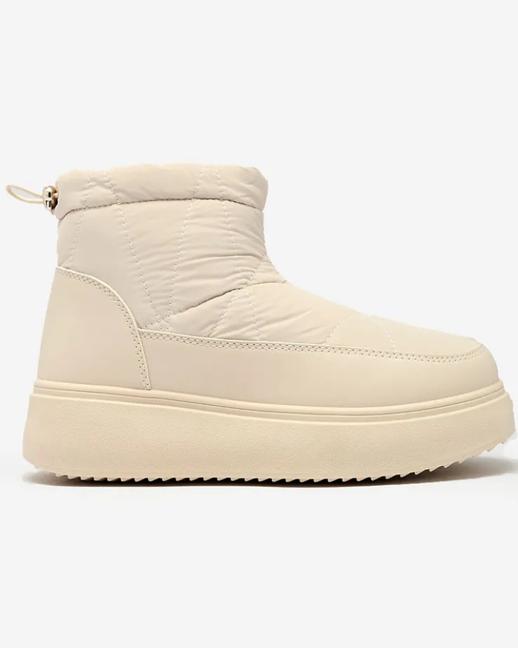 Royalfashion Wsuwane śniegowce damskie w kremowym kolorze Armeda