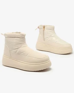 Royalfashion Wsuwane śniegowce damskie w kremowym kolorze Armeda