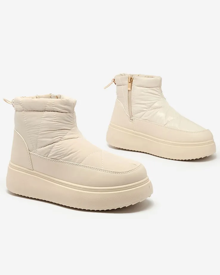 Royalfashion Wsuwane śniegowce damskie w kremowym kolorze Armeda