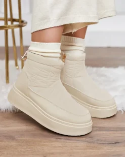 Royalfashion Wsuwane śniegowce damskie w kremowym kolorze Armeda