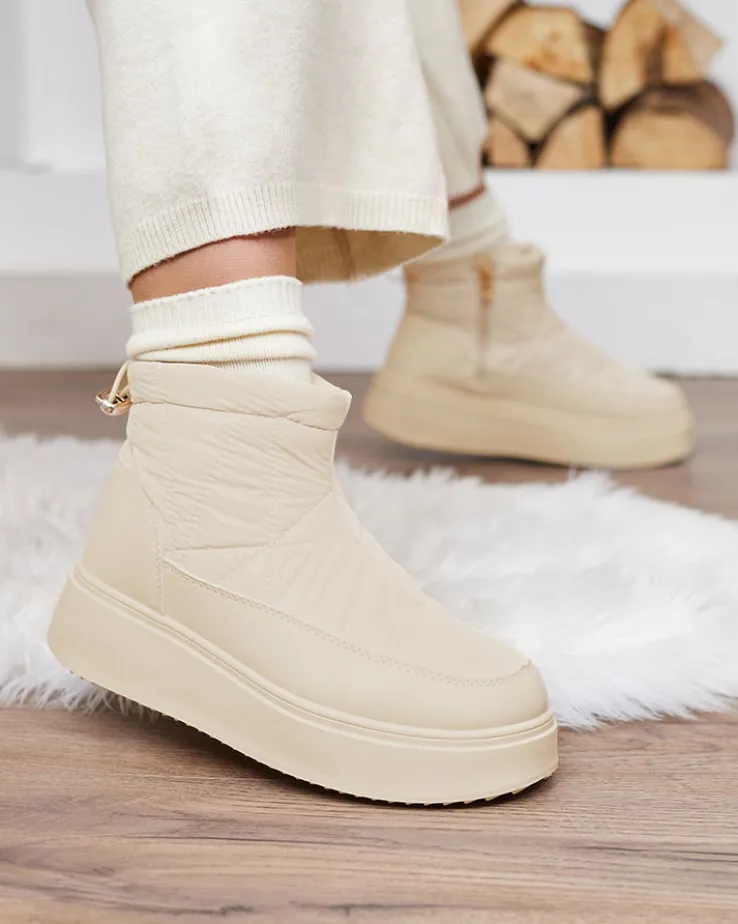 Royalfashion Wsuwane śniegowce damskie w kremowym kolorze Armeda