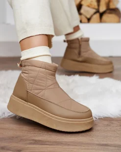 Royalfashion Wsuwane śniegowce damskie w brązowym kolorze Armeda