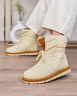 Royalfashion Wsuwane śniegowce damskie w kolorze beżowym Nevonsis