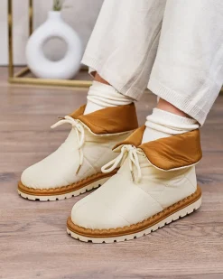 Royalfashion Wsuwane śniegowce damskie w kolorze beżowym Nevonsis