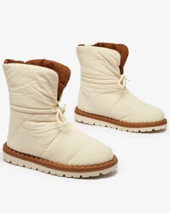 Royalfashion Wsuwane śniegowce damskie w kolorze beżowym Nevonsis