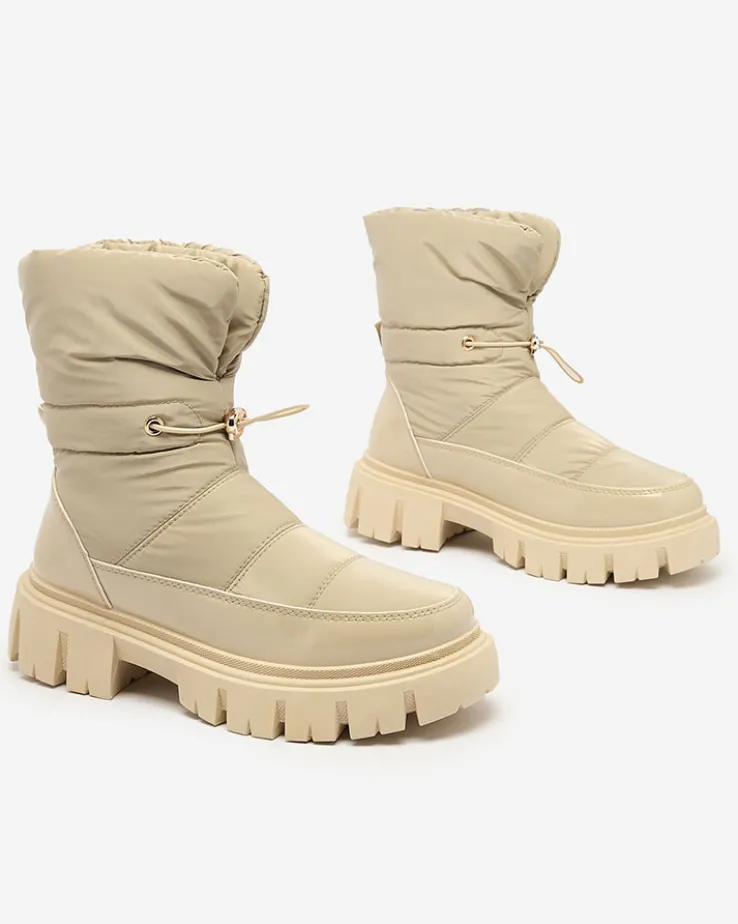 Royalfashion Wsuwane śniegowce damskie w jasnobrązowym kolorze Sadella