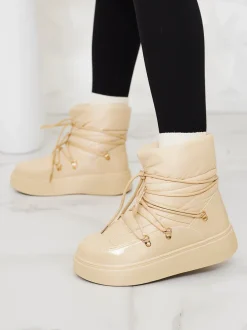 Royalfashion Wsuwane śniegowce damskie w beżowym kolorze Dabenda