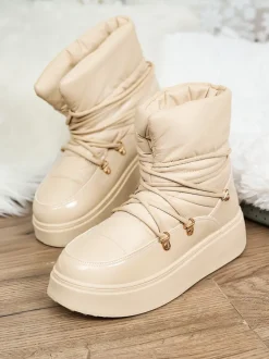 Royalfashion Wsuwane śniegowce damskie w beżowym kolorze Dabenda