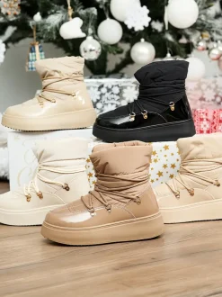 Royalfashion Wsuwane śniegowce damskie w beżowym kolorze Dabenda