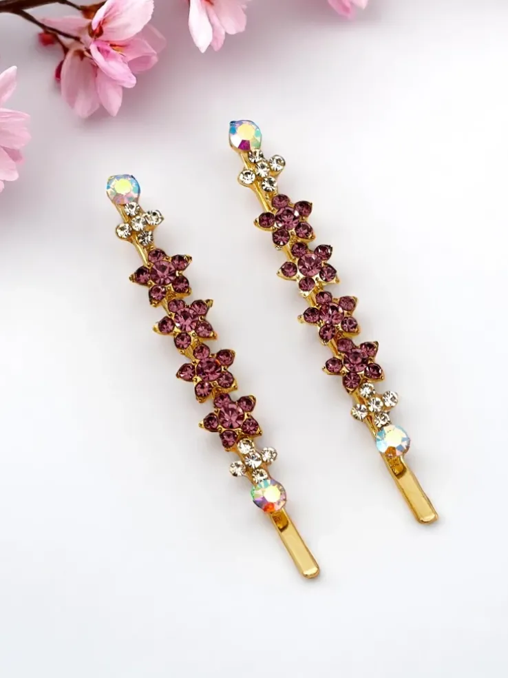 Royalfashion Wsuwki do włosów z cyrkoniami kwiatuszkami Sparkle Blossom