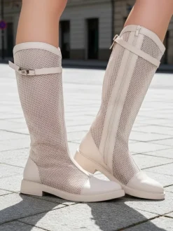 Royalfashion Wysokie ażurowe damskie botki Ovittole