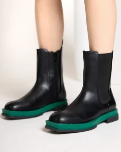 Royalfashion Wysokie botki damskie z kwadratowym noskiem w kolorze czarno-zielonym Litepi