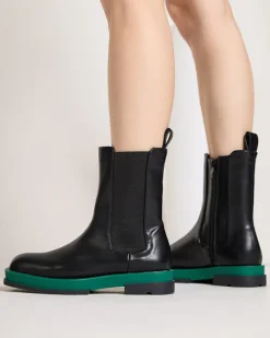 Royalfashion Wysokie botki damskie z kwadratowym noskiem w kolorze czarno-zielonym Litepi